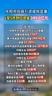 慶陽市招商引資成效顯著，1至5月到位資金249.6億元