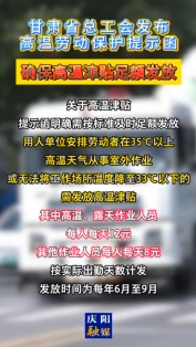 甘肅省總工會發(fā)布高溫勞動保護(hù)提示函，確保高溫津貼足額發(fā)放